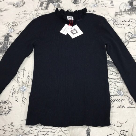 Anne Klein Ribbed Ruffle Detail Sweater - Picture 3 of 6